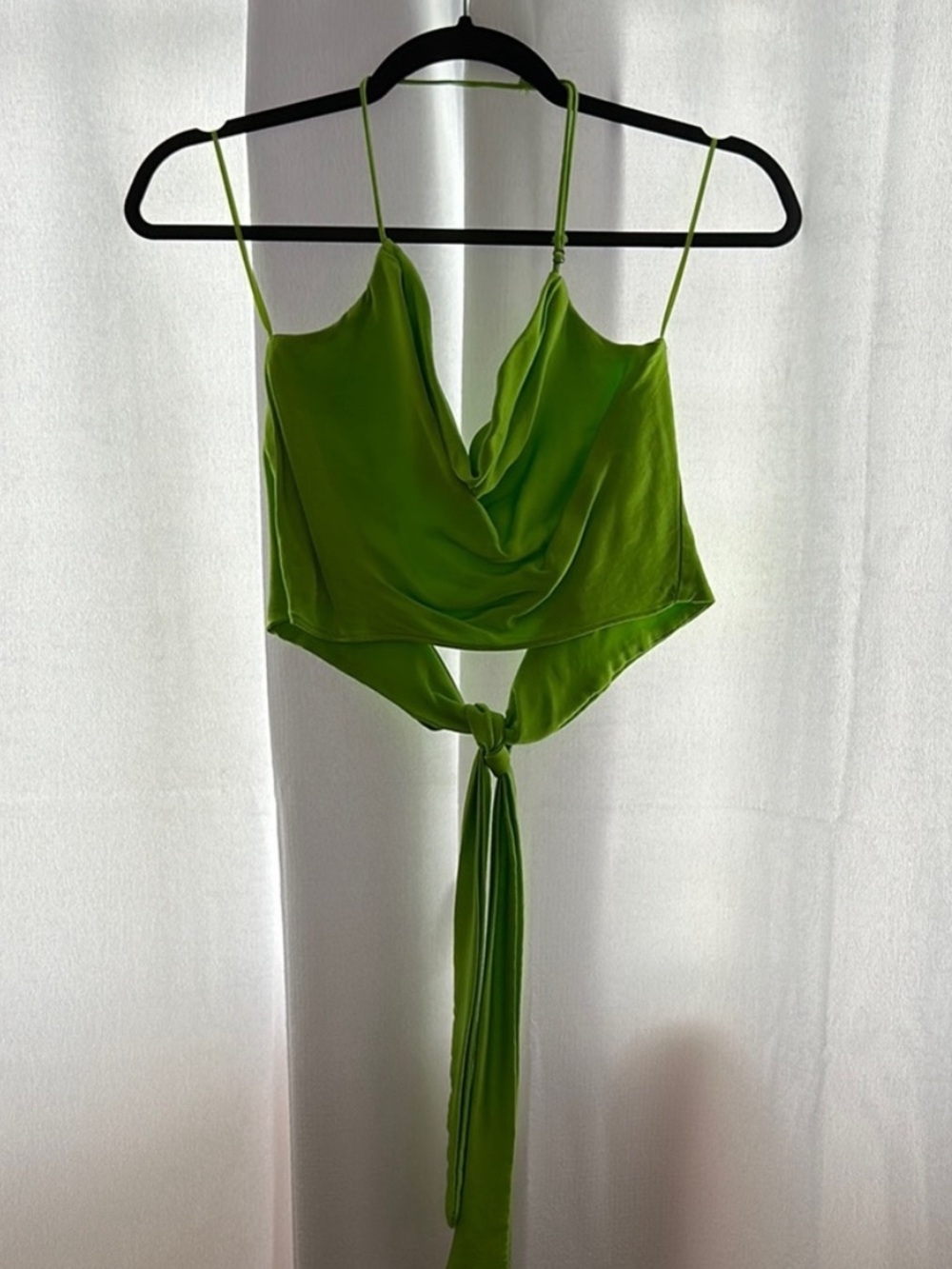 Zara Lime Green Draped Tie-Back Cami